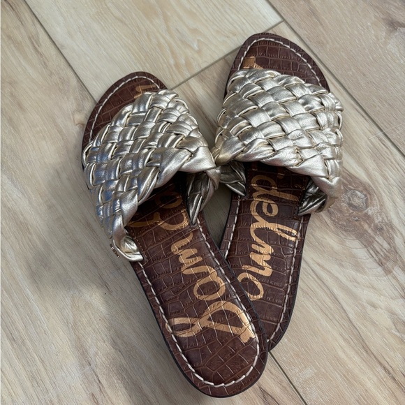 NWOT- SAM EDELMAN-Sandals Griffin Jute Metallic
Woven Leather Flats - Picture 1 of 3